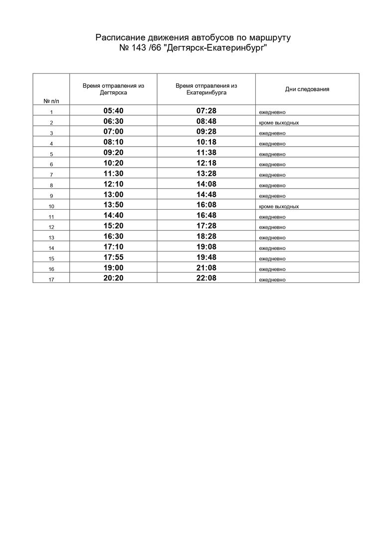 Расписание автобусов дегтярск екатеринбург южный автовокзал